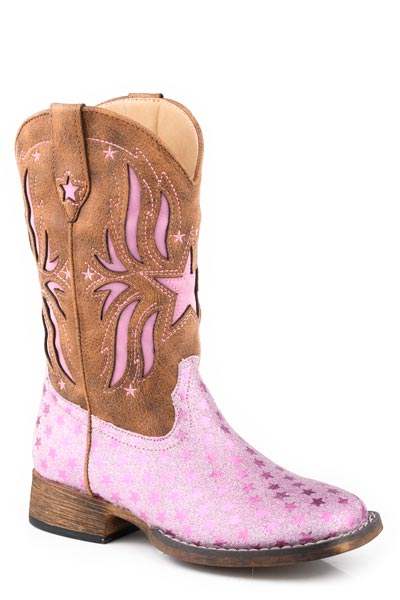 Roper Little Kids Girls Tan Shaft With Glitter Underlay - Roper - Flyclothing LLC