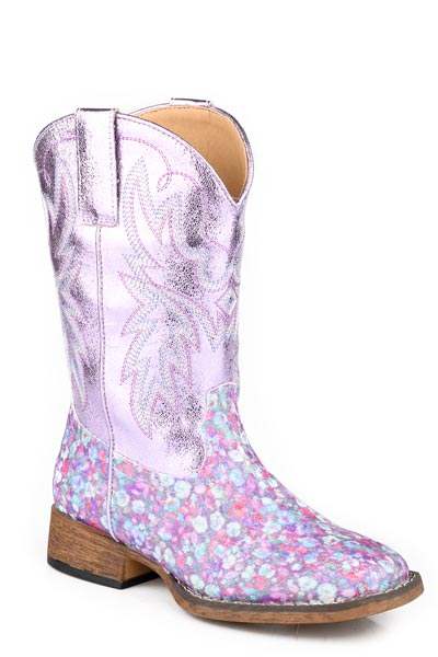 Roper Little Girls Lavender Floral Glitter Vamp - Roper - Flyclothing LLC