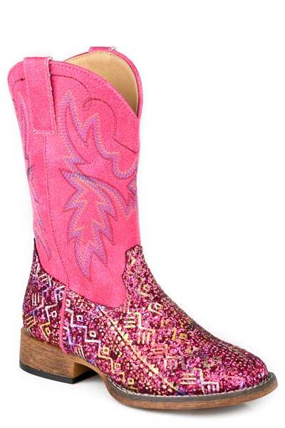 Girls Roper Fuschia Aztec Glitter Vamp Glitter Aztec Ii Boots - Roper - Flyclothing LLC