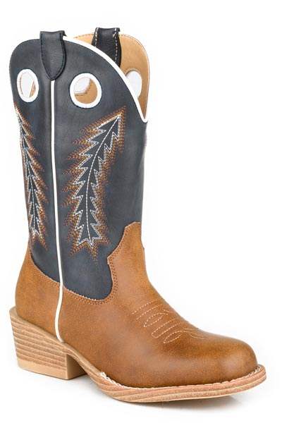 Little Boys Tan Faux Leather Vamp - Roper - Flyclothing LLC