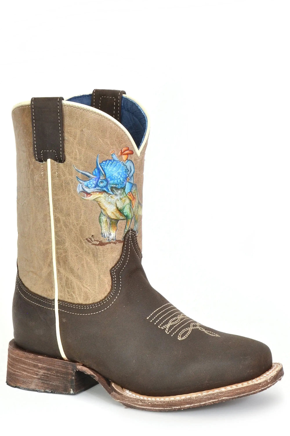Roper Little Boys Burnish Brown Leather Vamp - Roper