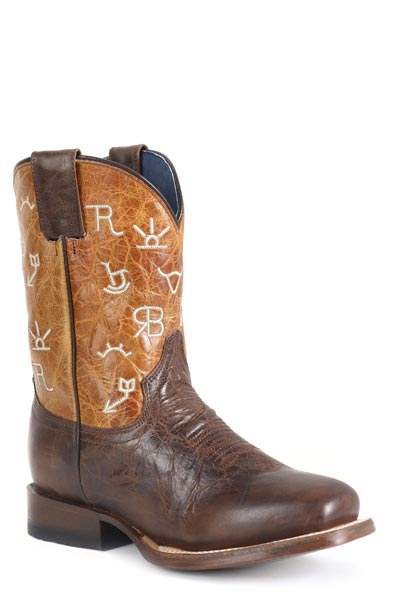 Roper Little Kids Boys Marbled Brown Leather Vamp - Roper - Flyclothing LLC