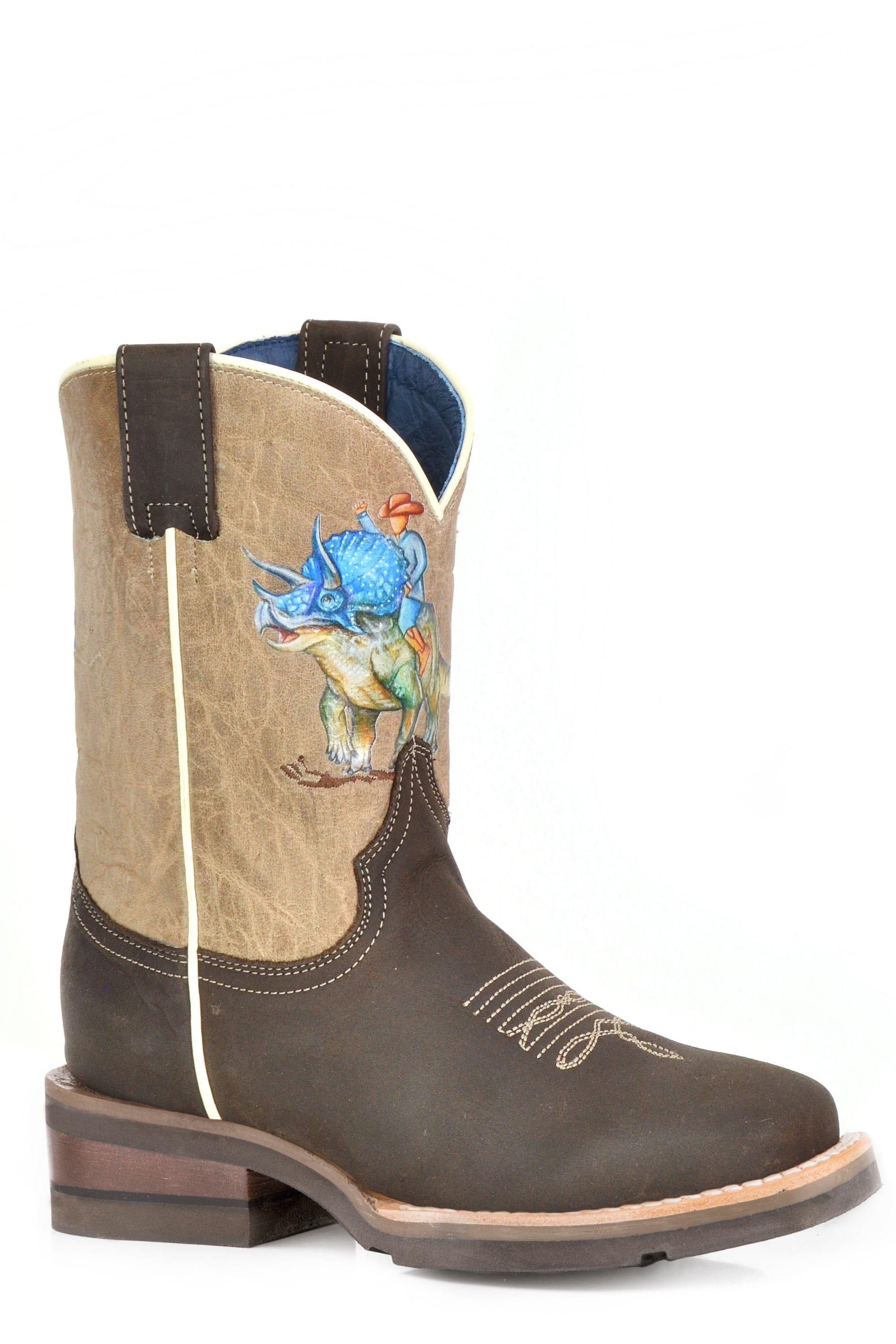 Roper Little Boys Burnish Brown Leather Vamp - Roper