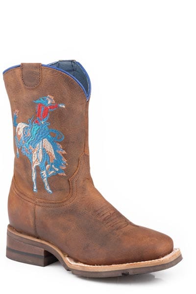 Roper Little Boys Vintage Brown Leather Vamp And Shaft - Roper