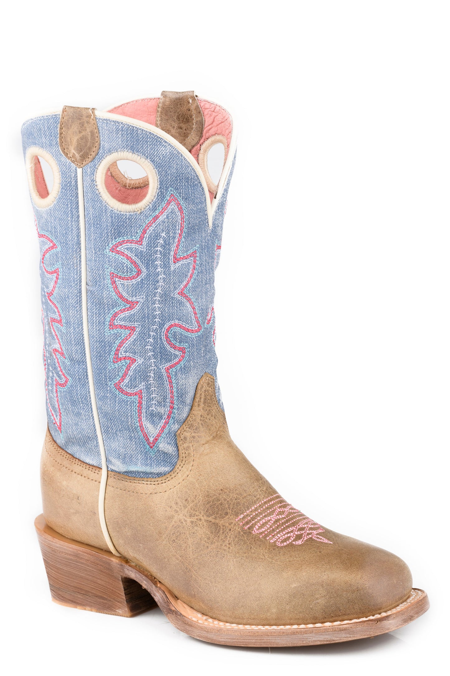 Roper Little Kids Girls Oiled Brown Leather Vamp