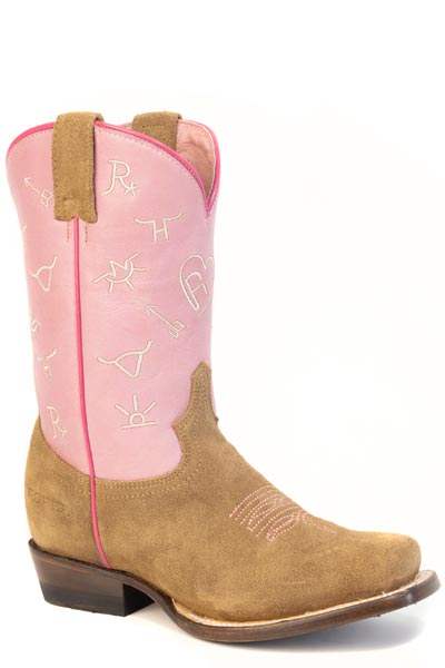 Girls Roper Tan Suede Vamp Pink Brands Boots - Roper - Flyclothing LLC