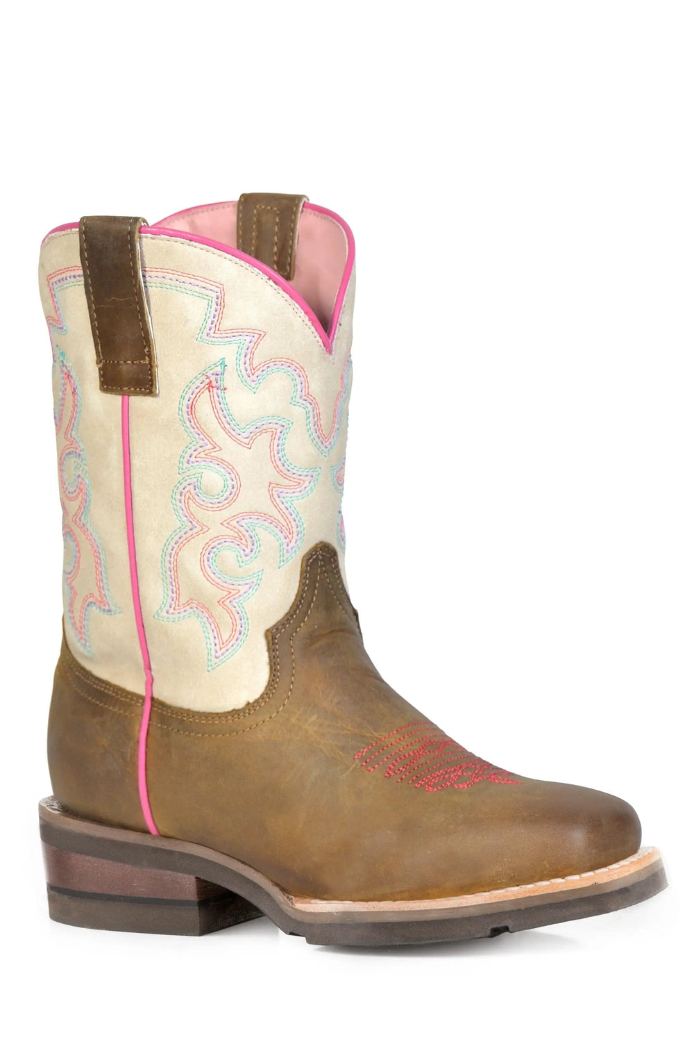 Roper Little Girls Burnish Tan Leather Vamp - Roper