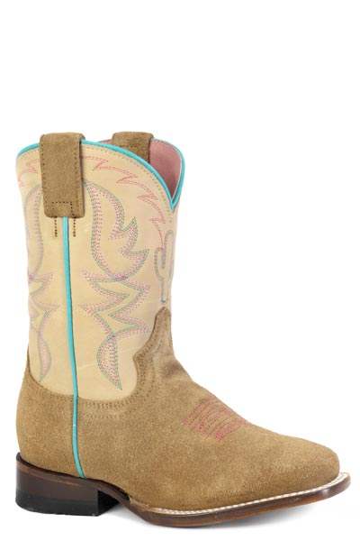 Girls Roper Tan Suede Vamp Saguaro Boots - Roper - Flyclothing LLC