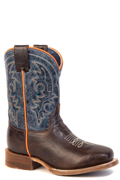 Boys Roper Burnish Brown Leather Vamp Clint Boots