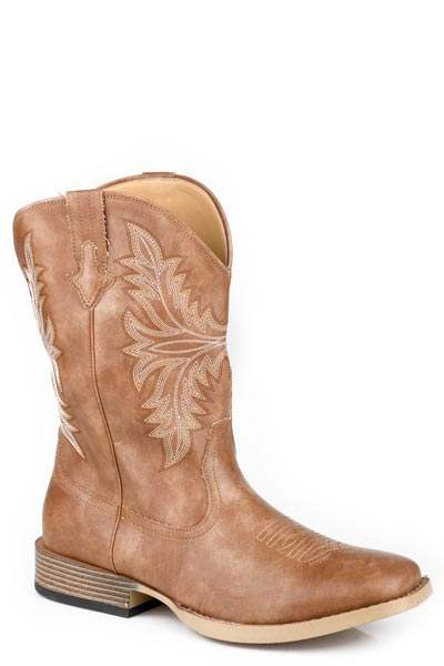 Mens Tan Faux Leather Vamp - Roper - Flyclothing LLC