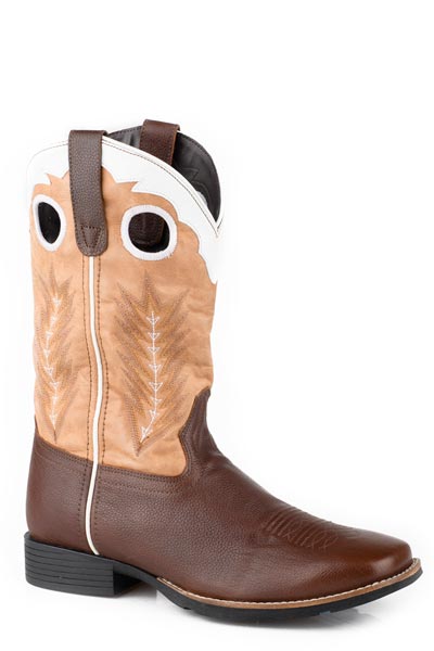 Roper Mens Brown Vamp With Tan Leather Shaft