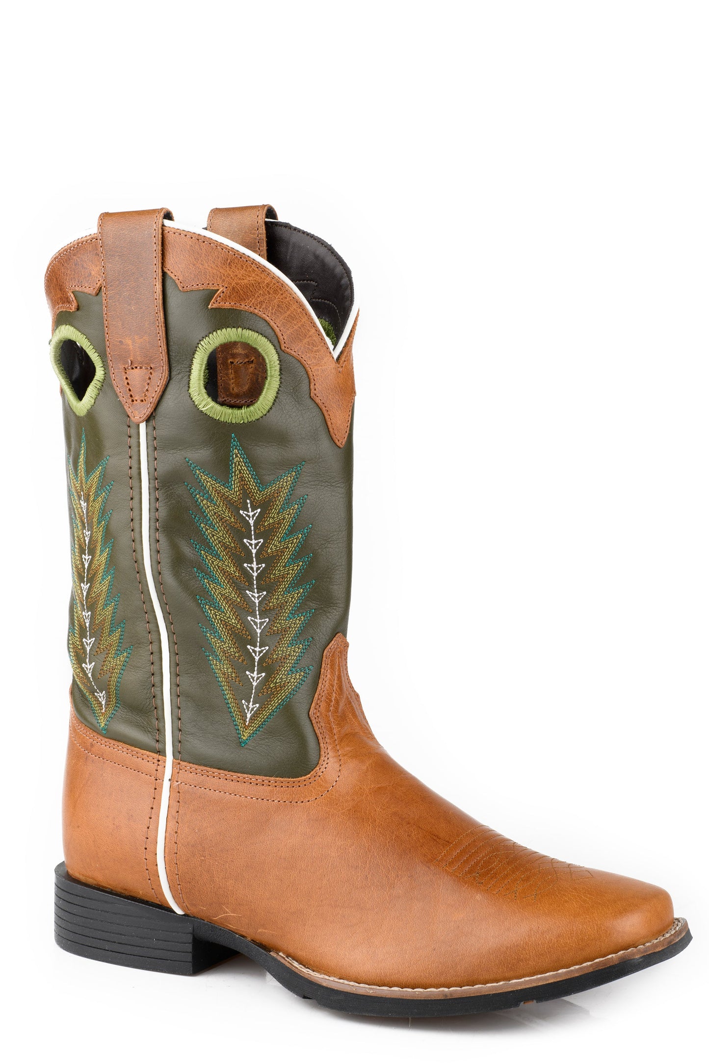 Roper Mens Tan Vamp With Green Leather Shaft