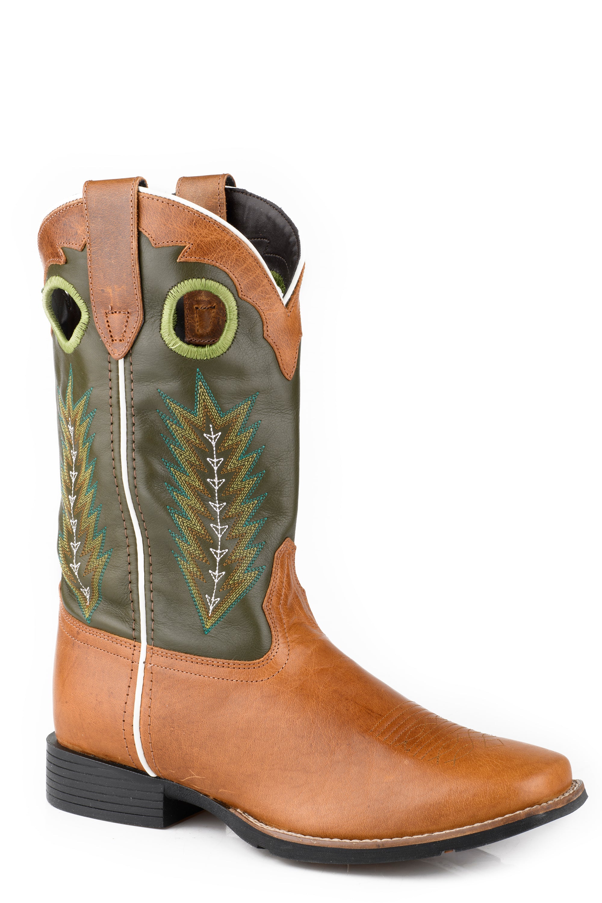 Roper Mens Tan Vamp With Green Leather Shaft