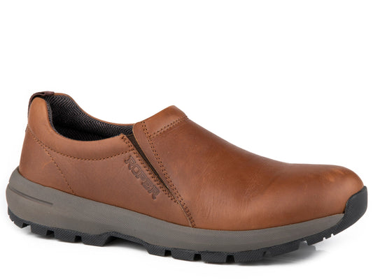 Roper Mens Brown Oiled Leather Slipon - Roper