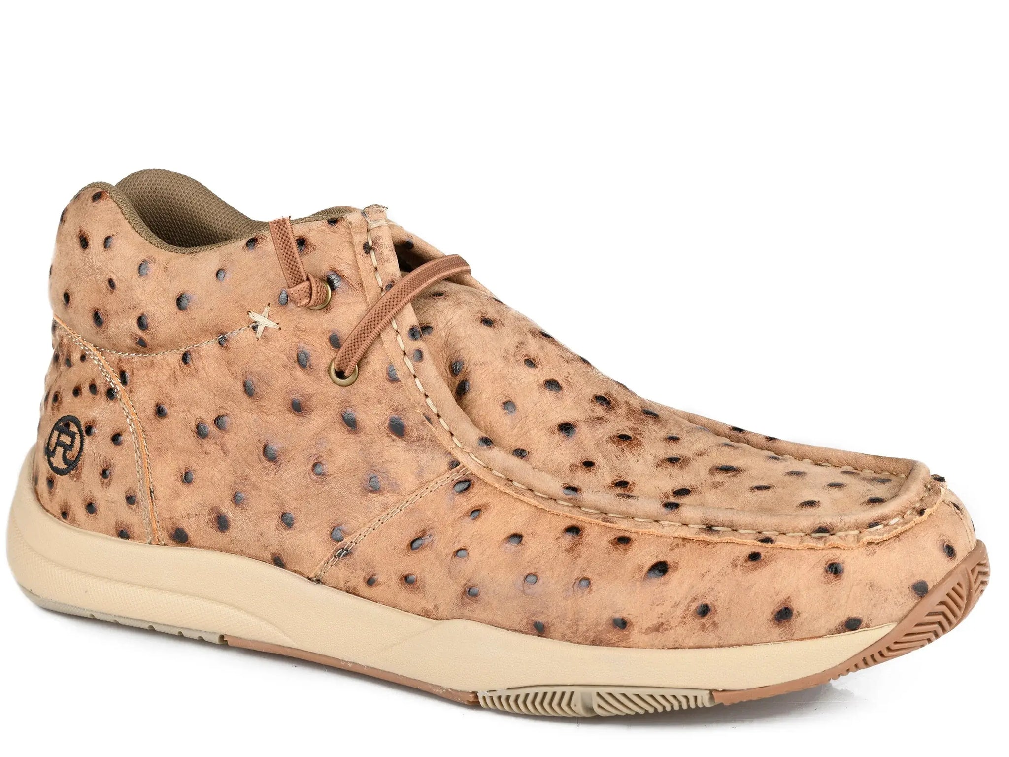 Mens Vintage Tan Ostrich Embossed Leather - Roper - Flyclothing LLC