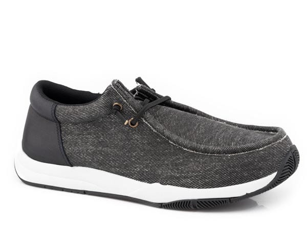 Roper Mens Black Canvas With Faux Leather Heel - Roper