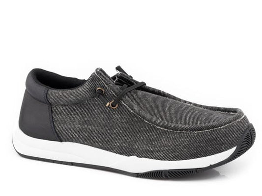 Roper Mens Black Canvas With Faux Leather Heel - Roper