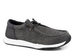 Roper Mens Black Canvas With Faux Leather Heel - Roper