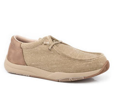 Roper Mens Tan Canvas With Faux Leather Heel - Roper
