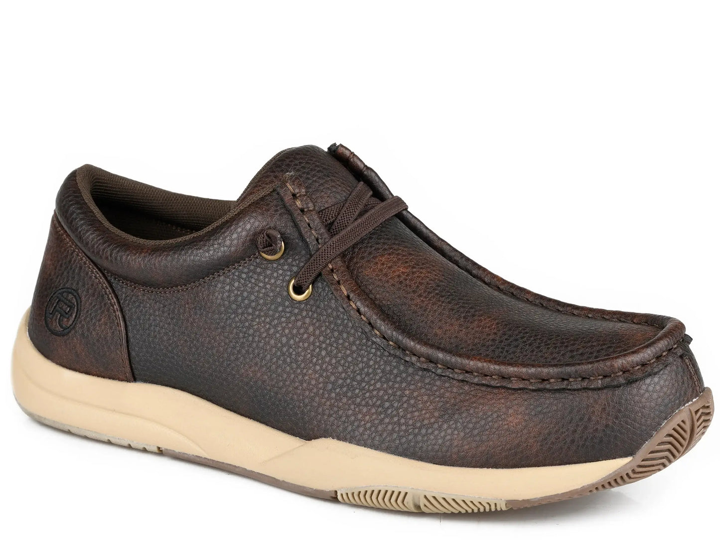 Mens Brown Faux Tumbled Leather Upper - Roper - Flyclothing LLC