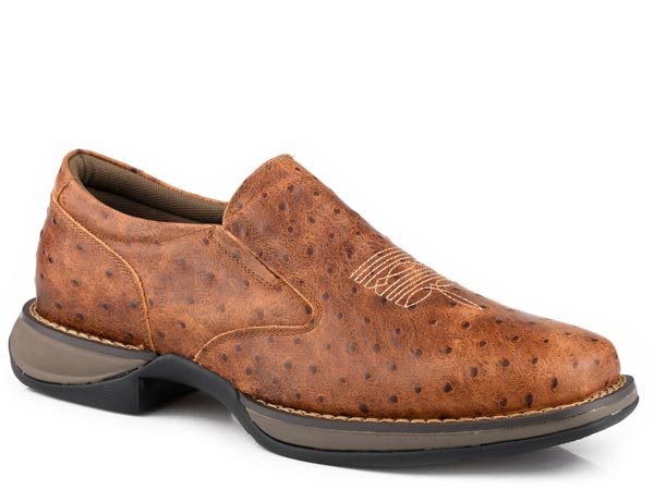 Roper Mens Cognac Embossed Ostrich Slip On