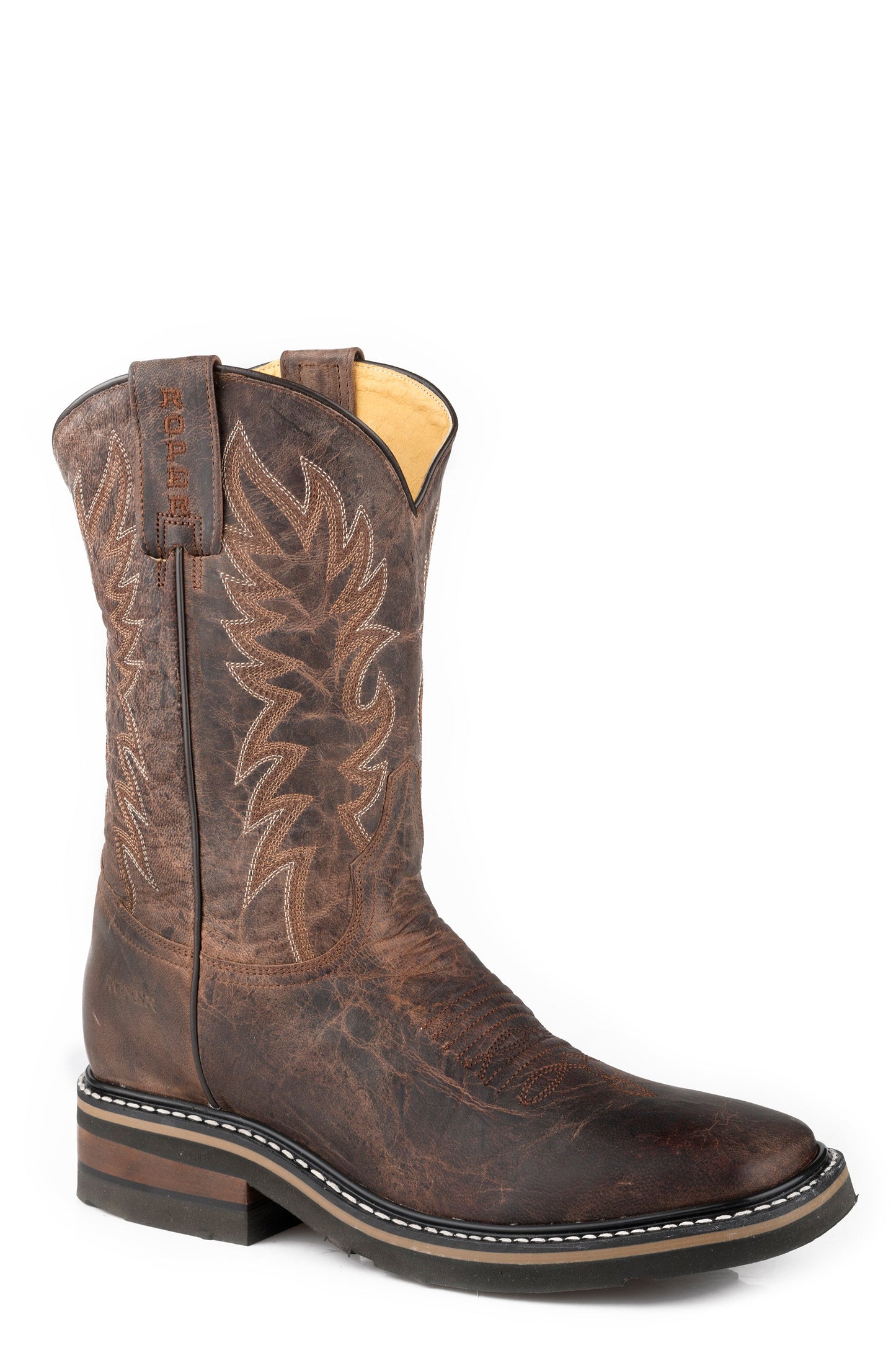 Roper Mens Oiled Brown Leather Vamp And Shaft