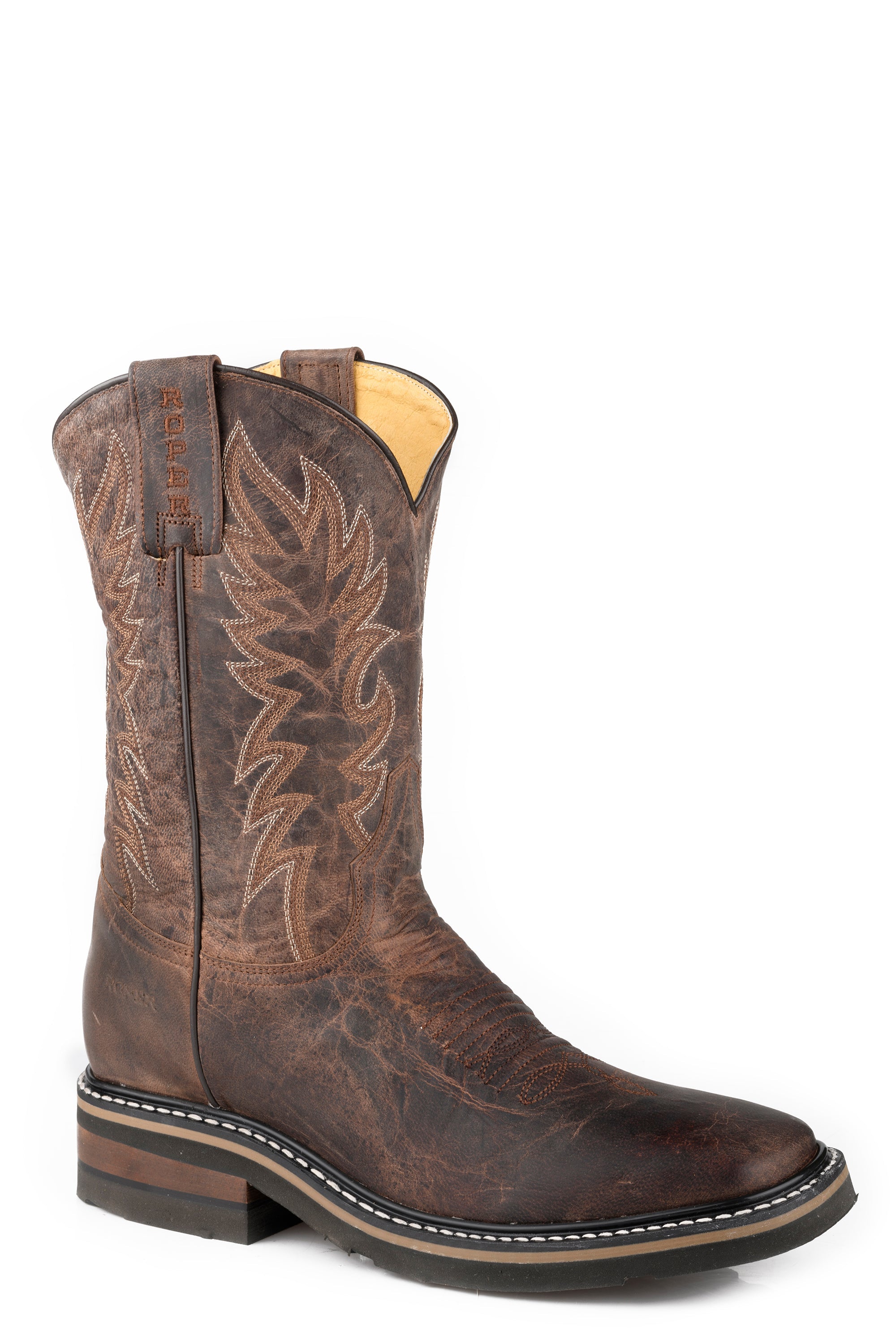 Roper Mens Oiled Brown Leather Vamp And Shaft