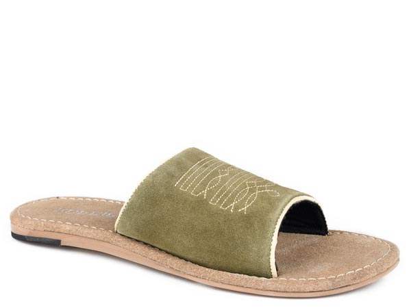 Womens Roper Green Cow Suede Slide Hampton Sandals - Roper - Flyclothing LLC