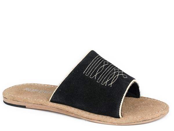 Womens Roper Black Cow Suede Slide Hampton Sandals - Roper - Flyclothing LLC