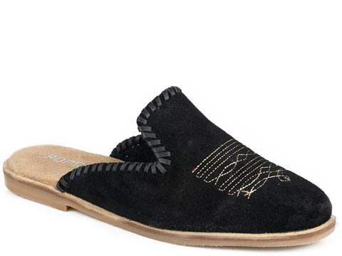 Womens Roper Black Cow Suede Hampton Mules - Roper - Flyclothing LLC