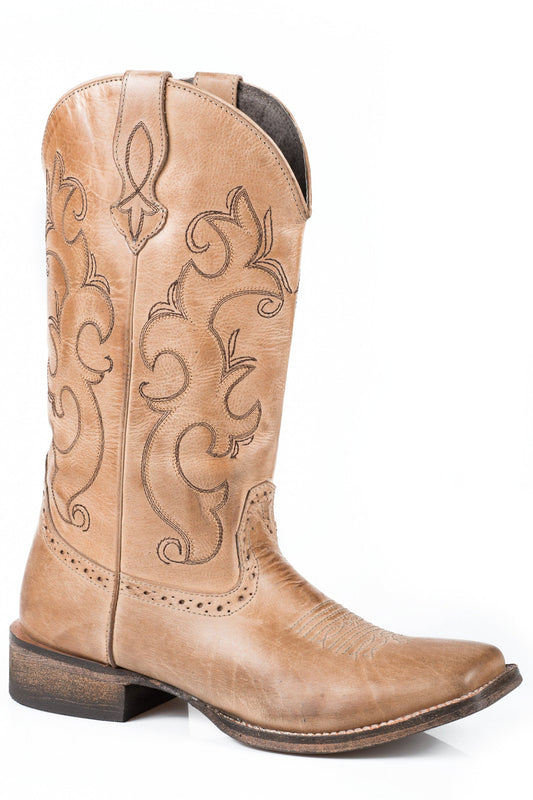 Roper Womens Leather Cowboy Boot Tan Soft Leather - Roper
