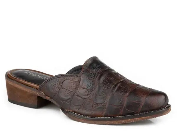 Womens Brown Caiman Embossed Leather Upper - Roper - Flyclothing LLC