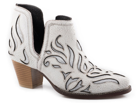 Roper Womens White Smooth With Silver Underlays - Roper