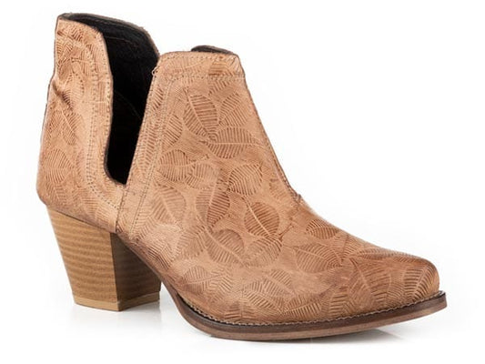 Roper Womens Tan Embossed Leather Upper - Roper