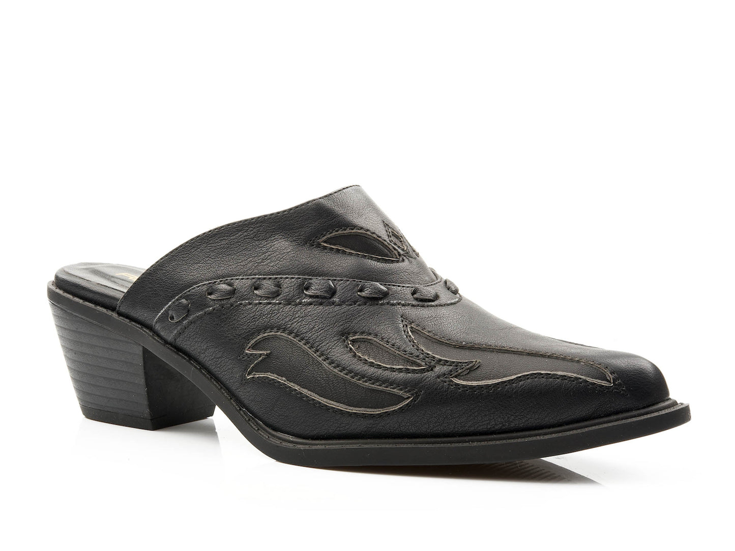 Roper Womens Fashion Mule Black Faux Leather With Underlay