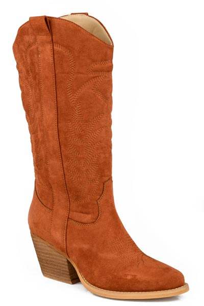 Womens Roper Cognac Faux Suede Upper Tillie Boots - Roper - Flyclothing LLC