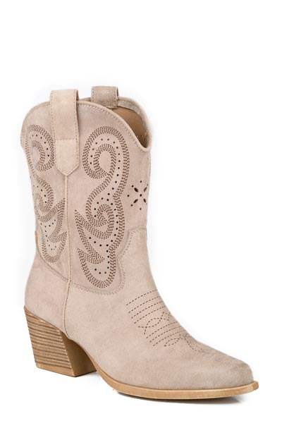 Womens Taupe Faux Suede Fashion Ankle Boot - Roper - Flyclothing LLC