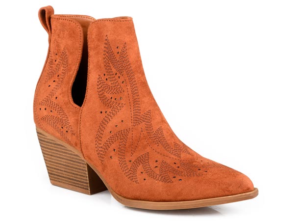 Womens Roper Cognac Faux Suede  Olivia Shoes