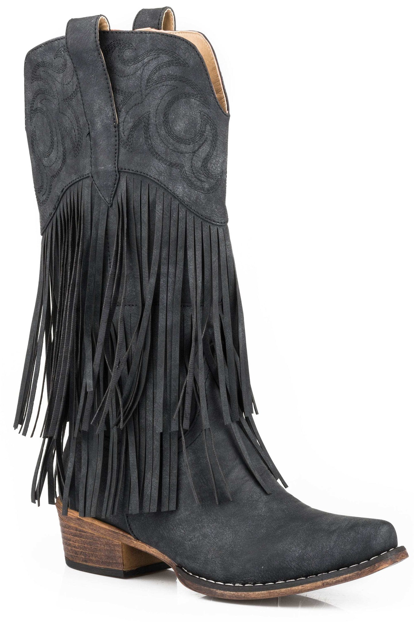 Roper Womens Black Smooth Fringe Boot - Roper - Flyclothing LLC