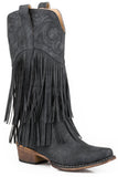 Roper Womens Black Smooth Fringe Boot - Roper