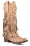 Roper Womens Tan Smooth Fringe Boot - Roper
