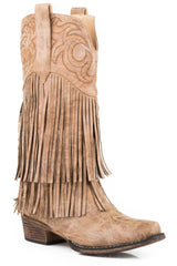 Roper Womens Tan Smooth Fringe Boot - Roper