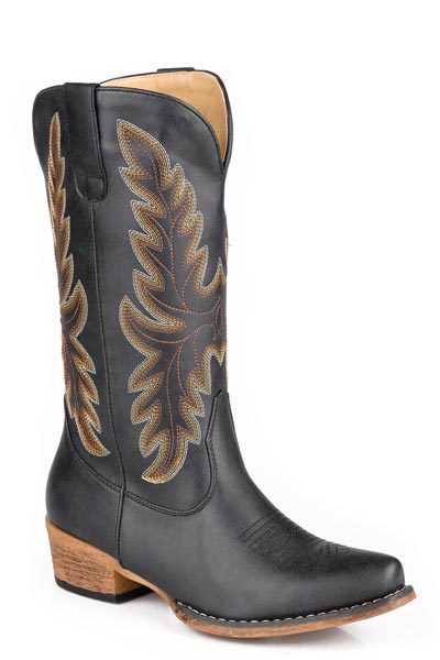 Womens Roper Black Smooth Faux Leather Sundown Boots