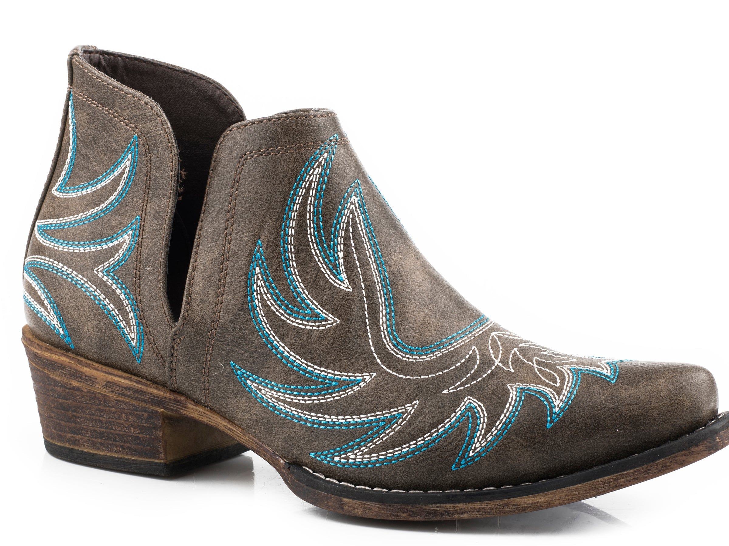 Roper Womens Snip Toe Brown Faux Leather - Roper