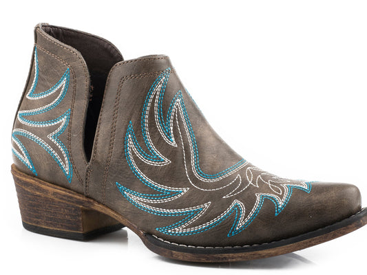 Roper Womens Snip Toe Brown Faux Leather - Roper