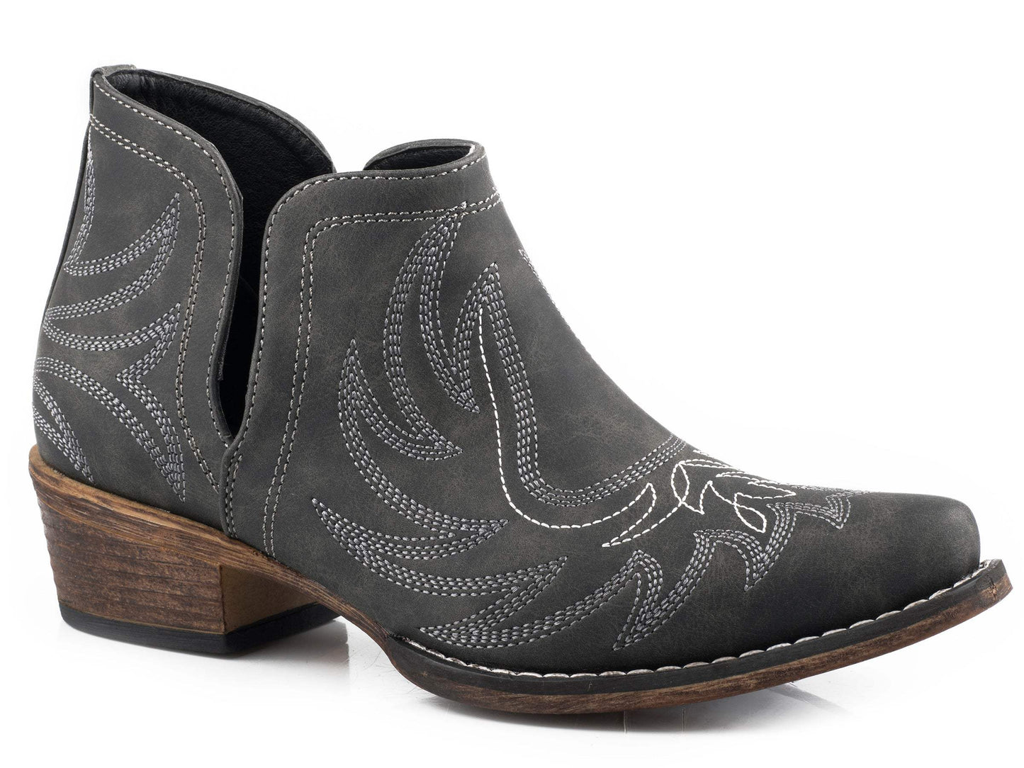 Roper Womens Snip Toe Black Faux Leather Ankle Boot - Roper - Flyclothing LLC