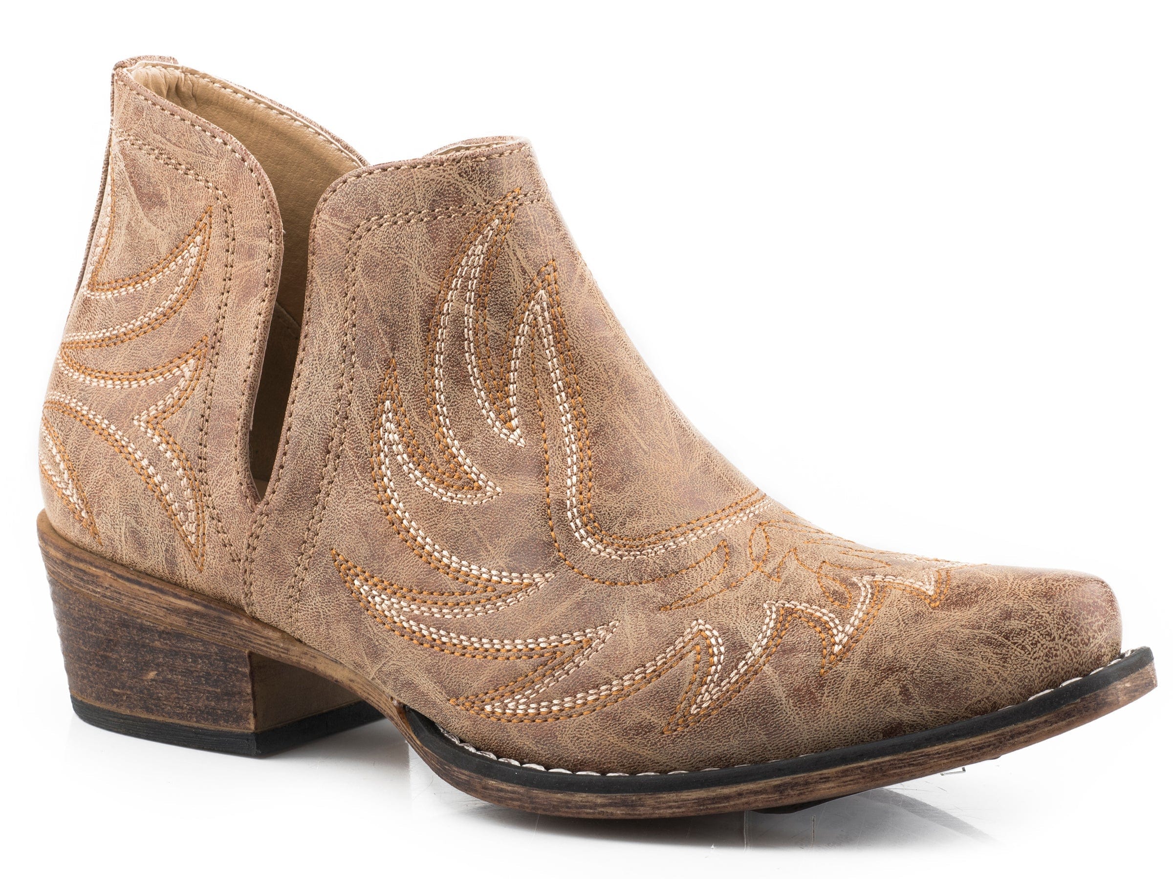 Roper Womens Snip Toe Tan Faux Leather - Roper