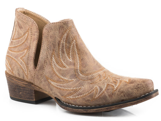 Roper Womens Snip Toe Tan Faux Leather - Roper