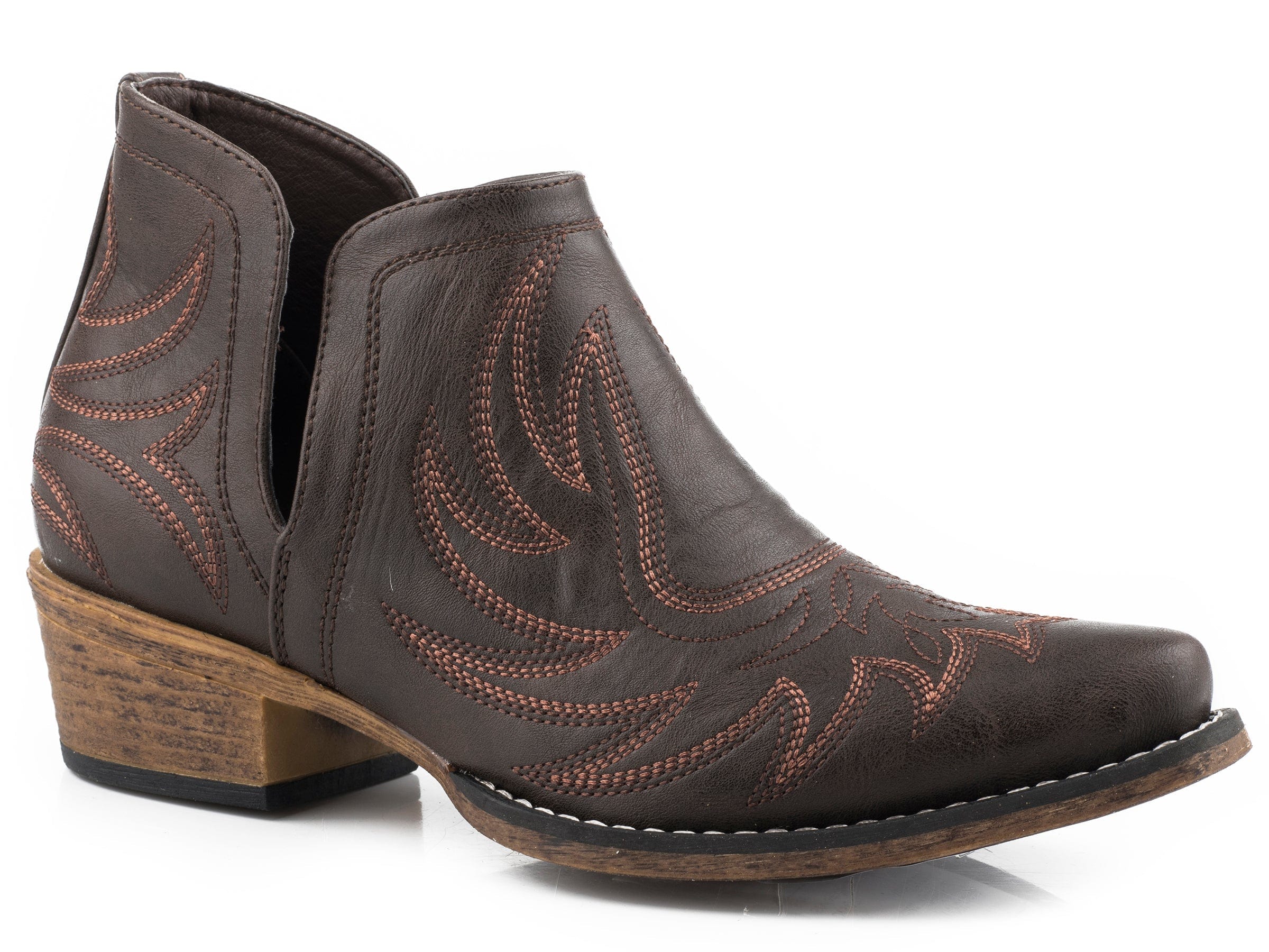 Roper Womens Snip Toe Dark Brown Faux Leather - Roper