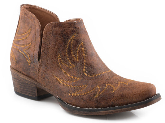 Roper Womens Snip Toe Tan Vintage Faux Leather - Roper